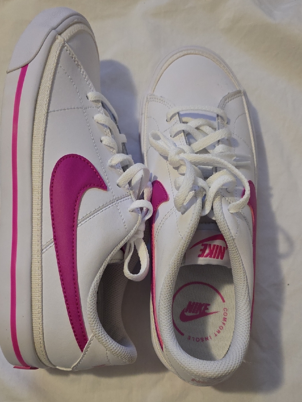 Nike Court Legacy White/laser Fuchsia Big Girls 6.5/Womens 8 - Picture 3 of 12